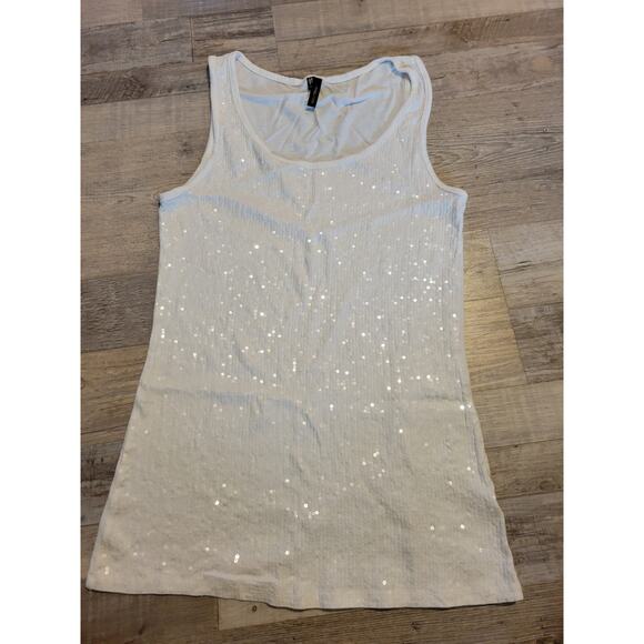 Rue 21 medium womens white sequined tank top - Picture 1 of 7